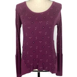 Aeropostale Aztec Thermal Top Live Love Dream Shirt Pullover Burgundy Womens Sm